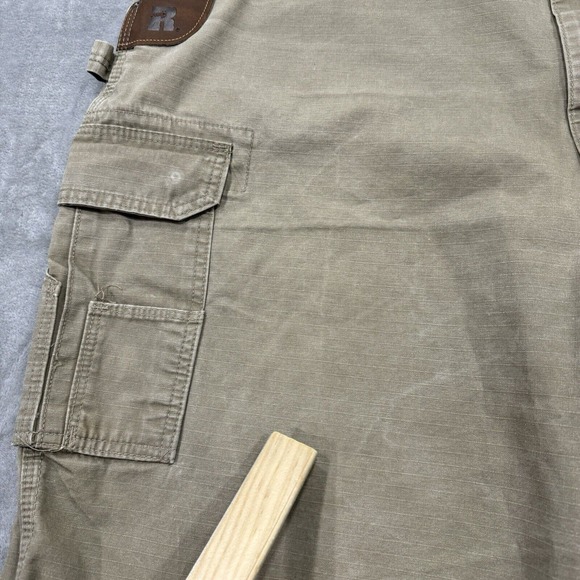 Wrangler Riggs Shorts Mens‎ 46 Beige Tan Cargo Carpenter Ripstop Workwear Logo - Picture 10 of 12